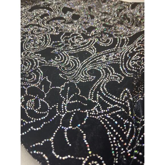 VTG Cachet by Bari Protas Cropped Sparkle Jacket Black Velvet Velour Sz L Bling - Picture 15 of 16